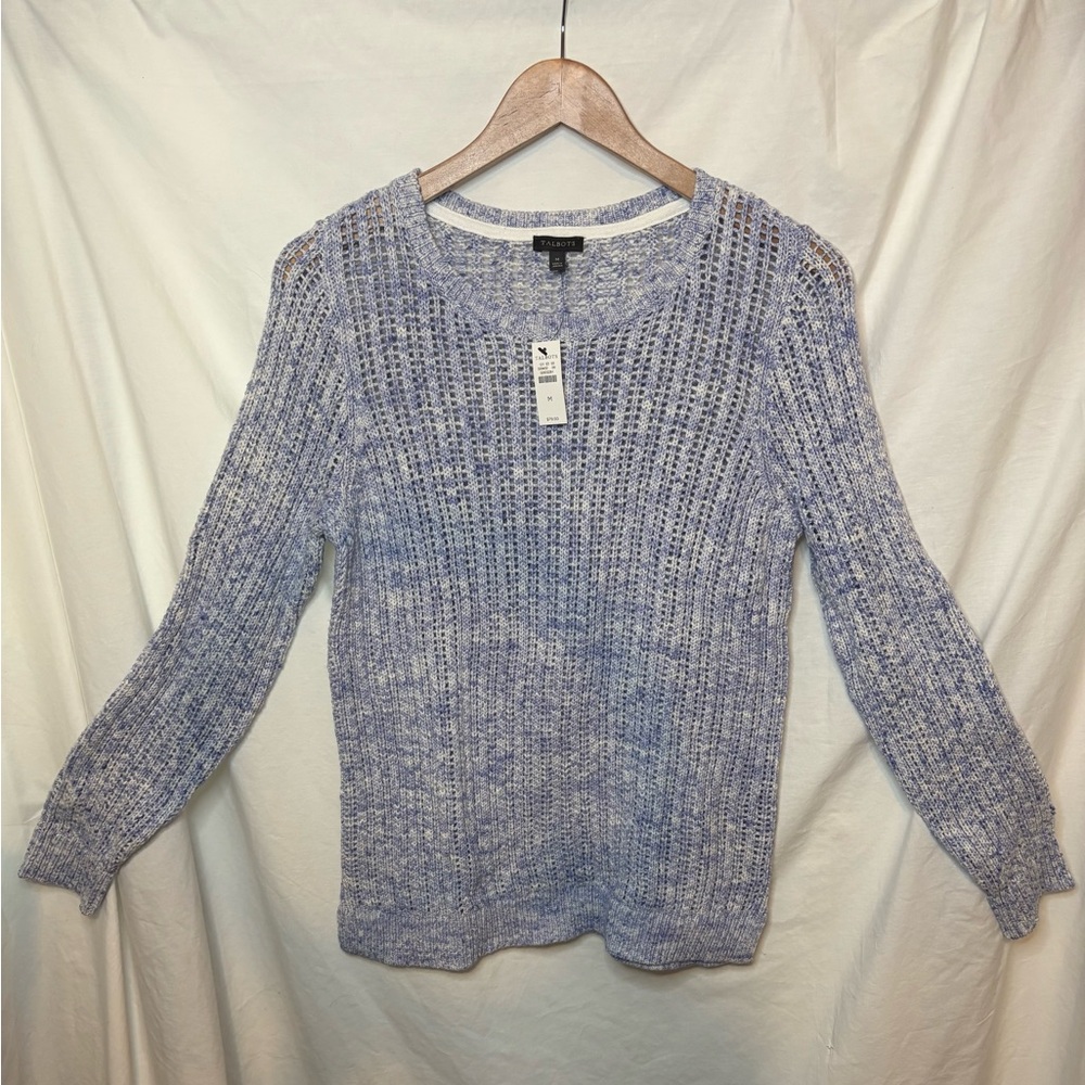 NWT Talbots Open Stitch Pale Blue/Periwinkle Size Medium Sweater - Picture 3 of 10